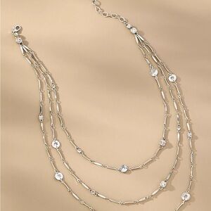 Anthropologie Layered Stone Necklace - NWT - Silver